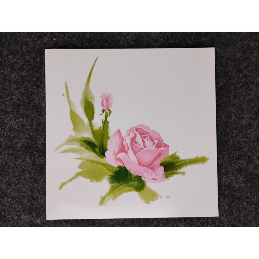 Corning Glass Works Roses Rose Floral Trivet w Label & Envelope New York #0408